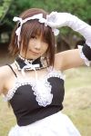  1girl :3 arm_garter asian chocoball cosplay kore_ga_watashi_no_goshujin-sama maid one_eye_closed photo real_life sawatari_izumi solo wink 