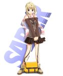  1girl blonde_hair boots casual character_name fate/stay_night fate_(series) fujitsuki full_body miniskirt pleated_skirt saber scarf skirt solo standing striped striped_scarf transparent_background 