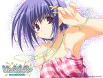  00s 2005 armpits bangle blue_hair bracelet comic_party haga_reiko jewelry necklace violet_eyes wallpaper 