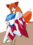  1girl absurdres animal_ears firefox fox_ears fox_tail full_body giantess hakama highres japanese_clothes miko os-tan personification red_hakama single_shoe solo tail transparent_background vector_trace 