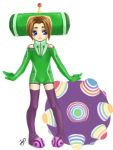  1boy blue_eyes brown_hair hat katamari katamari_damacy lowres male_focus personification solo the_prince thigh-highs 