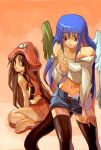  2girls arc_system_works asymmetrical_wings blue_hair casual dizzy feet guilty_gear guilty_gear_x guilty_gear_xx may_(guilty_gear) multiple_girls pantyhose pirate red_eyes shihira_tatsuya tail thigh-highs wings 
