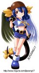  1girl arc_system_works asymmetrical_wings blue_hair chibi dizzy guilty_gear lowres pirate red_eyes ribbon solo tail tail_ribbon wings 
