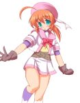  1girl ahoge aqua_eyes beret character_request gloves hat hirorin matatabi_(2ccp) orange_hair redhead simple_background skirt solo white_background 