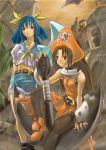  2girls anchor arc_system_works dizzy guilty_gear guilty_gear_x guilty_gear_xx hat may_(guilty_gear) multiple_girls orange_shirt pantyhose pirate ruins shihira_tatsuya shirt 