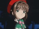  1girl 90s animated animated_gif card_captor_sakura child gift hat kinomoto_sakura lowres red_hat screencap solo 
