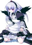  00s 1girl doll_joints maid pale_skin pink_eyes rozen_maiden shinshin silver_hair solo suigintou white_skin wings 