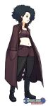  1girl :d advance_wars advance_wars:_dual_strike afro black_eyes black_hair boots cat_(advance_wars) crop_top flat_chest hand_in_pocket hirata_ryou knee_boots lips midriff military military_uniform navel nintendo official_art open_clothes open_mouth pantyhose short_hair short_shorts shorts simple_background smile solo standing tank_top trench_coat uniform 