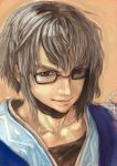  1boy binayu curiosities_of_lotus_asia face glasses male_focus morichika_rinnosuke portrait smile solo touhou 