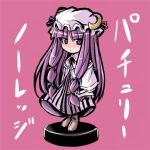  1girl chibi crescent female hat long_hair lowres patchouli_knowledge purple_hair solo tooya touhou touya_(the-moon) 