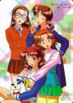  4girls 90s adachi_taeko character_name doll glasses half_updo hosaka_miyuki multiple_girls nagakura_emiru sawatari_honoka school_uniform sentimental_graffiti serafuku thigh-highs 