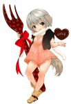  1girl animal_ears chocolate chocolate_heart copyright_request dog_ears dress heart inuburo pink_skirt skirt solo valentine 