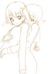  00s 2girls ? brown fukuzawa_yumi heart hug hug_from_behind maria-sama_ga_miteru monochrome multiple_girls nakamura_kusata school_uniform shimazu_yoshino yuri 