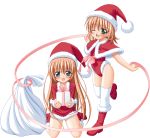  2girls christmas gift hat multiple_girls nanami_to_konomi_no_oshiete_abc nishimura_konomi nishimura_nanami santa_costume santa_hat thigh-highs transparent_background 