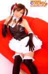  black_legwear brown_hair collar corset cosplay cosplex frilled_skirt frills gloves gothic_lolita hair_ribbon highres lolita_fashion neon_genesis_evangelion photo quad_tails quadtails ribbon sitting skirt solo souryuu_asuka_langley thigh-highs thighs zettai_ryouiki 