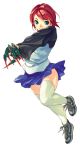  00s my-hime redhead school_uniform serafuku shoes short_hair smile sneakers thigh-highs yuuki_nao zettai_ryouiki 