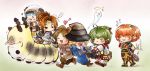  ... ^_^ ahoge blonde_hair boots brown_hair caterpillar chibi closed_eyes crawler final_fantasy final_fantasy_xi giving_up_the_ghost green_hair hat heart multiple_boys multiple_girls pout pulling redhead riding running short_hair sidelocks spoken_heart tarutaru twintails walking weapon 