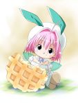  00s 1girl ahoge chicchana_yukitsukai_sugar hat jewelry necklace pink_hair short_hair solo sugar_(chicchana_yukitsukai_sugar) violet_eyes waffle waffle_(food) wings 