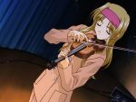  1girl 90s blonde_hair endou_akira instrument long_hair screencap sentimental_graffiti solo violin 