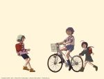  3girls backpack bag bicycle choia futaba_channel ground_vehicle multiple_girls musu randoseru riding school_uniform serafuku suigetsu waha yamato_suzuran 