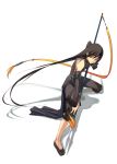  1girl brown_hair detached_sleeves flats highres lace long_hair original polearm red_eyes shingo_(missing_link) solo spear very_long_hair weapon 