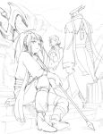  2girls kyo_(kuroichigo) midori monochrome multiple_girls my-otome polearm scythe sketch sugiura_midori weapon 