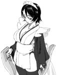  1girl breasts cleavage iroha_(samurai_spirits) monochrome samurai_spirits solo 