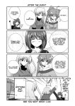  4girls 4koma comic doujinshi hard_translated lyrical_nanoha mahou_shoujo_lyrical_nanoha mahou_shoujo_lyrical_nanoha_a&#039;s mikage_takashi monochrome multiple_girls ponytail reinforce shamal signum translated wheelchair x_hair_ornament yagami_hayate 