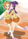  2girls futari_wa_precure_splash_star hug hyuuga_saki mishou_mai multiple_girls precure school_uniform serafuku yuri 