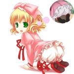  00s 1girl animated animated_gif blonde_hair bloomers bow hina_ichigo lowres pink_bow ribbon rozen_maiden solo spanked spanking underwear 