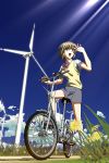  bicycle original peaceful school_uniform serafuku sky sweater sweater_vest vest wind_turbine windmill 