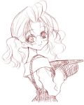  00s 1girl apron glasses lowres monochrome oven_mitts pink plaid rozen_maiden sakurada_nori sketch solo 