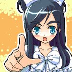  00s 1girl blue_eyes cure_white finger_pointing foreshortening futari_wa_precure lowres maid oekaki pixel_art precure solo yukishiro_honoka 