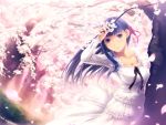  1girl blue_hair cherry_blossoms fate/stay_night fate_(series) matou_sakura object_namesake simosi solo 