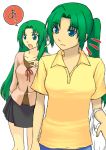  2girls green_hair higurashi_no_naku_koro_ni long_hair marugari-ita multiple_girls ponytail siblings sisters sonozaki_mion sonozaki_shion twins 丸刈り板 