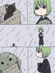  1girl aliasing box cardboard_box cat comic for_adoption in_container iya_maid lowres marimo original rain silent_comic 