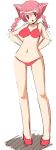  1girl animal_ears bikini braid cat_ears red_eyes redhead shijou_sadafumi solo swimsuit twin_braids 
