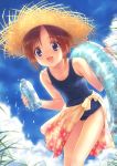  beach fang goto_p hat innertube one-piece_swimsuit school_swimsuit summer swimsuit water 