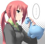  air blue_eyes dinosaur kamio_haruko kantoku long_hair ponytail redhead stuffed_animal stuffed_toy 