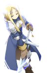  1girl agrias_oaks armor blonde_hair blue_eyes final_fantasy final_fantasy_tactics jirou_(chekoro) long_hair simple_background solo sword weapon 