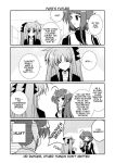  3girls 4koma ahoge animal_ears cat_ears comic doujinshi familiar fate_testarossa hard_translated lieze_aria lieze_lotte lyrical_nanoha magical_girl mahou_shoujo_lyrical_nanoha mahou_shoujo_lyrical_nanoha_a&#039;s mikage_takashi monochrome multiple_girls takamachi_nanoha translated twintails 