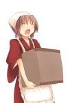  1girl box cardboard_box japanese_clothes jirou_(chekoro) maid open_mouth solo tears 