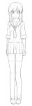  flat_chest long_image long_legs monochrome original puyo school_uniform serafuku tall_image thigh-highs 