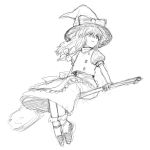 1girl broom broom_riding female greyscale hat kirisame_marisa monochrome sidesaddle simple_background sketch solo touhou white_background witch_hat yu_65026 