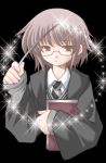  1girl book glasses harry_potter holding_wand nagato_yuki parody robe short_hair solo suzumiya_haruhi_no_yuuutsu wand 