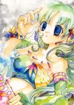  1girl blue_eyes blue_hair breasts detached_sleeves final_fantasy final_fantasy_iv green_hair jewelry rydia solo 
