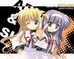  00s 2girls arisa_bannings blonde_hair blue_eyes long_hair lowres lyrical_nanoha mahou_shoujo_lyrical_nanoha multiple_girls rei_(artist) rei_(rei&#039;s_room) school_uniform serafuku suzuka_tsukimura tsukimura_suzuka 