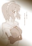  1girl breasts brown hairband hunter hunter_(ragnarok_online) large_breasts monochrome mori_kotarou ragnarok_online short_hair solo 