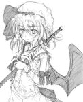  1girl bat_wings female hat mob_cap monochrome remilia_scarlet sketch solo touhou wings yumesato_makura 