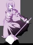  1girl hammer monochrome moura purple sen_(astronomy) sketch solo vampirdzhija_vjedogonia 